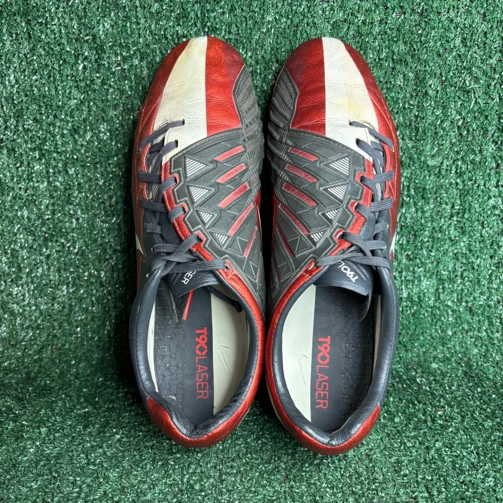Nike T90 Laser IV FG Kanga-Lite Football Soccer Cleats Boots Red Black Mens Sz 9